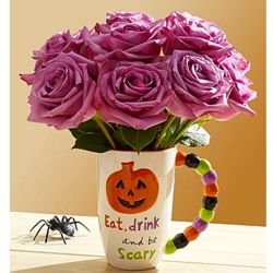 Halloween Boo-quet with Purple Roses