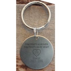 Personalized Paw Prints in Heaven Stainless Steel Key Chain