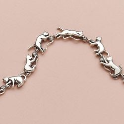 Cats At Play Silver Bracelet