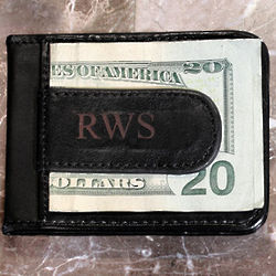 Personalized Leather Money Clip and Wallet