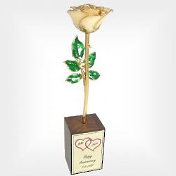 Gold Trimmed Rose in Personalized Stand