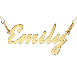Personalized Name in 10 Karat Gold Contemporary Script Necklace