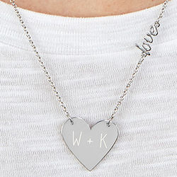 Initially Yours Engraved Couple's Heart Icon Necklace