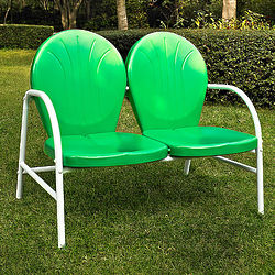 Griffith Retro Metal Loveseat in Green