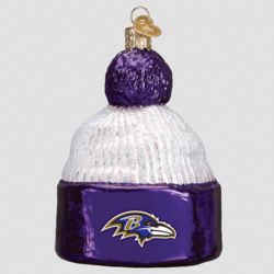 Baltimore Ravens Hand Blown Glass Beanie Ornament