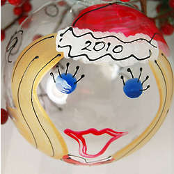 Personalized Hand Painted Santa Girl Glass Ornament