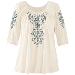 Women's Antigua Embroidered Peasant Top