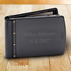 Personalized Titanium Black Zippo Wallet