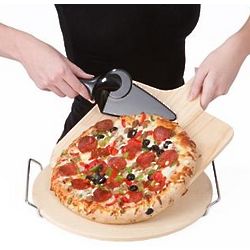 Grill Top Pizza Stone and Four Piece Serving Set