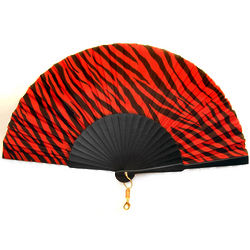 Black and Red Tiger stripes Silk Spanish Hand Fan