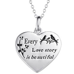 Every Love Story Is Beautiful Sterling Silver Heart Pendant