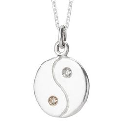 Diamond Yin Yang Silver Necklace