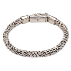 Men's Dragon Links Sterling Silver Chain Bracelet