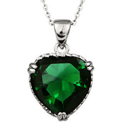 Brilliant Emerald Sterling Silver Heart Pendant
