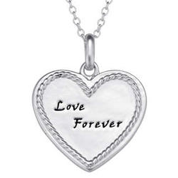 Couple's Sterling Silver Love Forever Heart Pendant