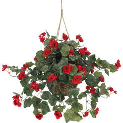 Artificial Begonias in Hanging Basket