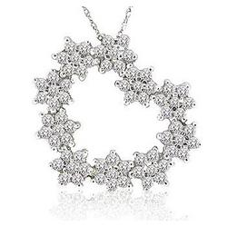 Diamond Fireburst 14K Heart Pendant Necklace
