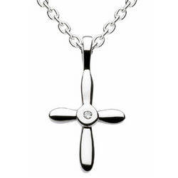 First Diamond and Sterling Silver Cross Necklace