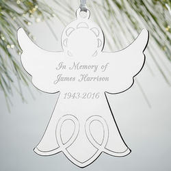 Silver Angel Personalized Memorial Ornament