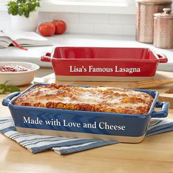 Personalized Glazed Stoneware Lasagna Dish