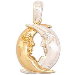 Moon in Love Silver and Gold Plated Pendant