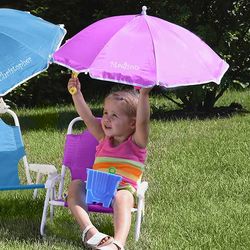 Kid's Pink Beach Chair & Personalized Umbrella Set by Stephen Jos