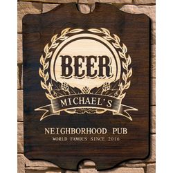 Mark of Excellence Personalizd Bar Sign on Birch Wood