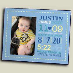 Personalized Boy Birth Announcement Printed Frame