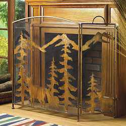 Rustic Forest Fireplace Screen
