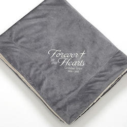 Embroidered Heartfelt Memories Sherpa Blanket in Grey