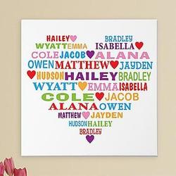 Hearts Full of Love Personalized Canvas