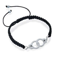 Personalized Handcuffs Shamballa Cord Bracelet