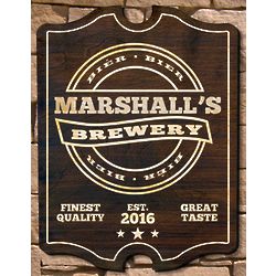 Personalized Finest Quality Brewery Bar Sign on Birch Wood