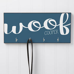 Woof or Meow Personalized Leash Hanger