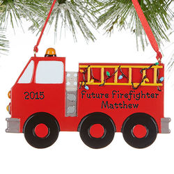 Personalized Firetruck Christmas Ornament