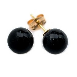 7mm Black Onyx Stud Earrings with 14k Gold Posts