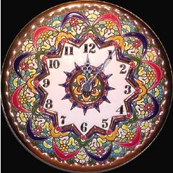 Handmade Ceramic Wall Clock with Enamels and 24 Kt Gold