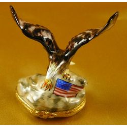 Eagle with American Flag Limoges Box