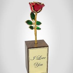 Mini 24K Gold Rose with Engraved Stand