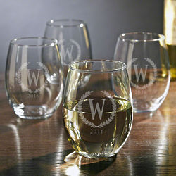 4 Statesman Personalized Stemless Wine Glasses