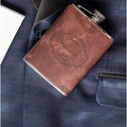 Monogram Leather Wrapped Flask