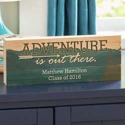 Personalized Adventure is Out There Wood Block Plaque