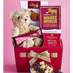 My Valentine Teddy Bear and Sweets Gift Basket