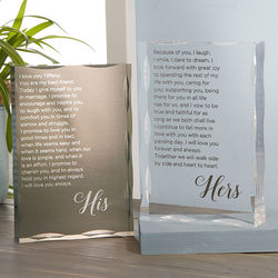 Personalized His or Hers Wedding Vow Keepsake Plaque