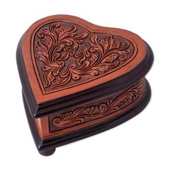 Abundant Heart Leather and Cedar Wood Jewelry Box