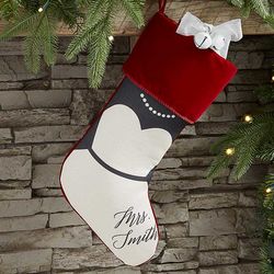 Bride & Groom Personalized Burgundy Christmas Stockings