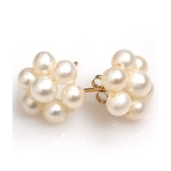 Clustered Freshwater Pearl Earrings with 14k Posts