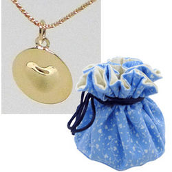 2nd Anniversary Cotton Pouch with 18k Gold Melting Heart Necklace