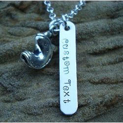Personalized Fortune Cookie Hand Stamped Necklace
