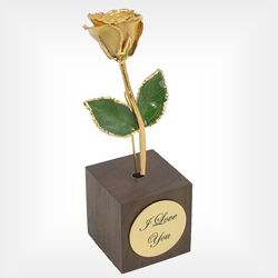 Mini 24K Gold Rose and I Love You Stand